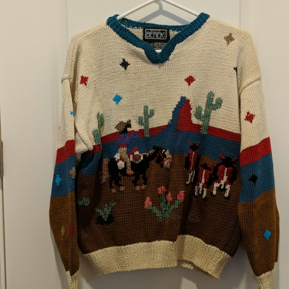 Handmade berek sweater Western theme